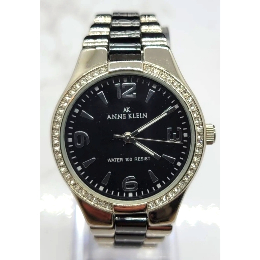 ANNE KLEIN | Ladies Vintage Watch | Water Resistant | Iced Silver Dial | 6” Band